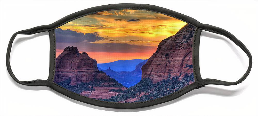 Red Rocks Face Mask featuring the photograph Arizona Sunset by Alexey Stiop