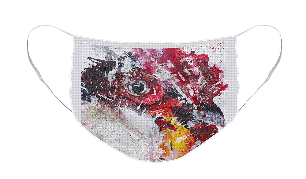 Rooster Face Mask featuring the painting Attitude by Kasha Ritter