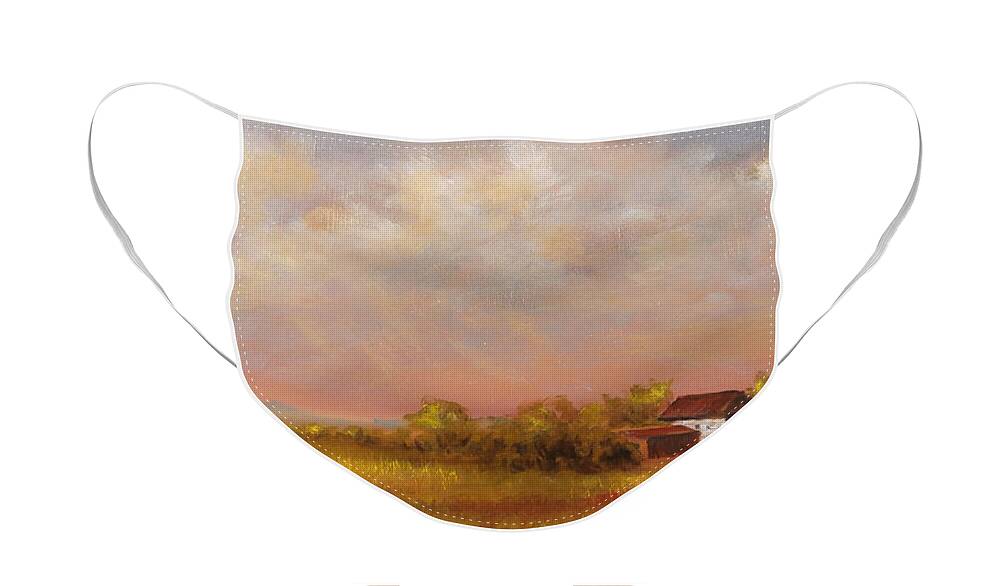 Luczay Face Mask featuring the painting August afternoon PA by Katalin Luczay