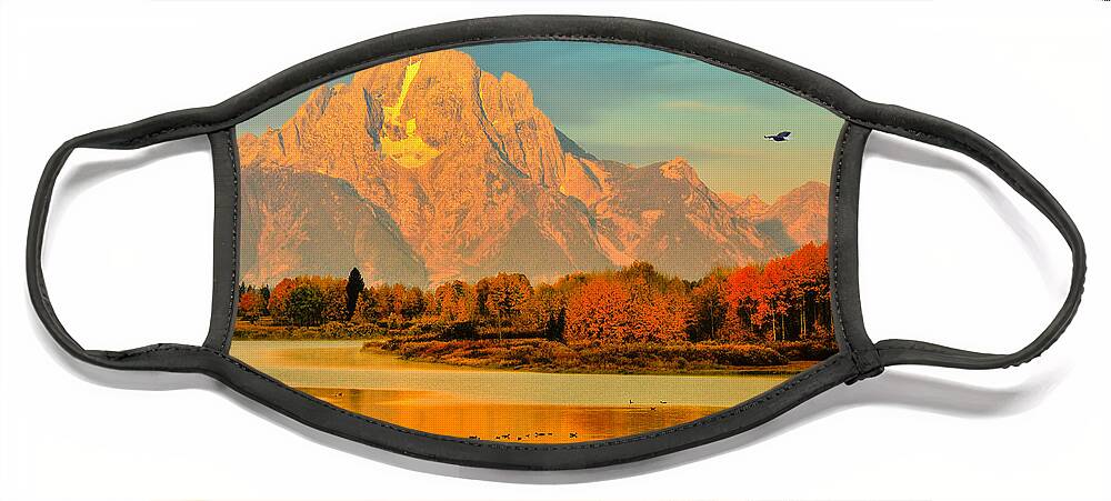Oxbow Bend Face Mask featuring the photograph Autumn Dawn at Oxbow Bend by Greg Norrell