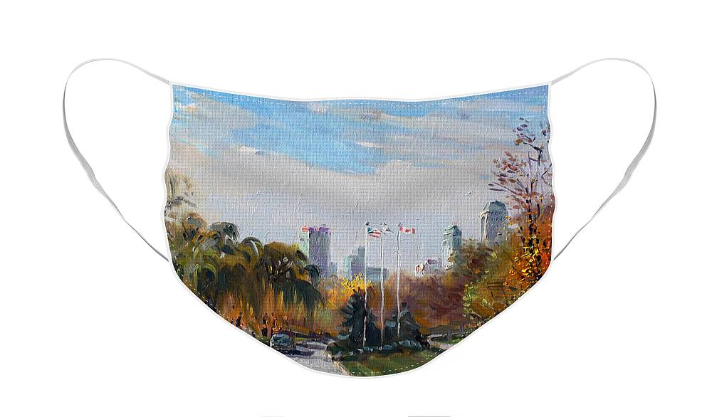 Autumn Face Mask featuring the painting Autumn in Niagara Falls State Park by Ylli Haruni