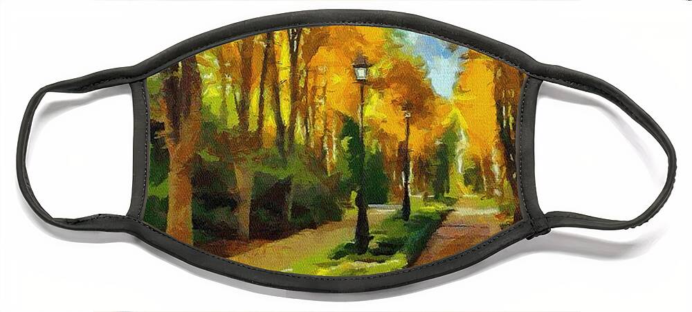 Fall Face Mask featuring the painting Autumn in Public Gardens by Jeffrey Kolker