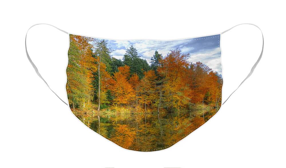 Autumn Face Mask featuring the photograph Autumn reflection by Ivan Slosar