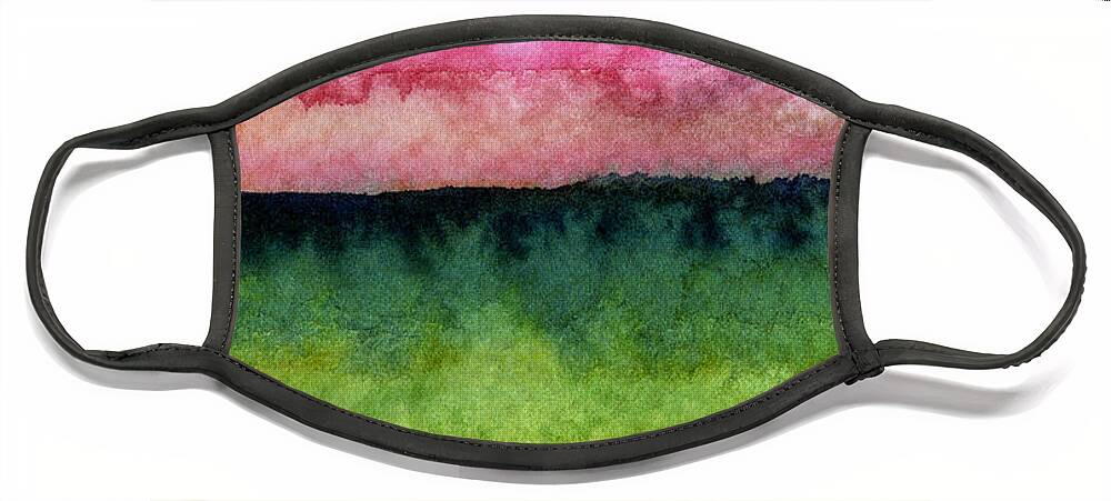 Abstract Landscape Face Mask featuring the painting Awakened by Linda Woods