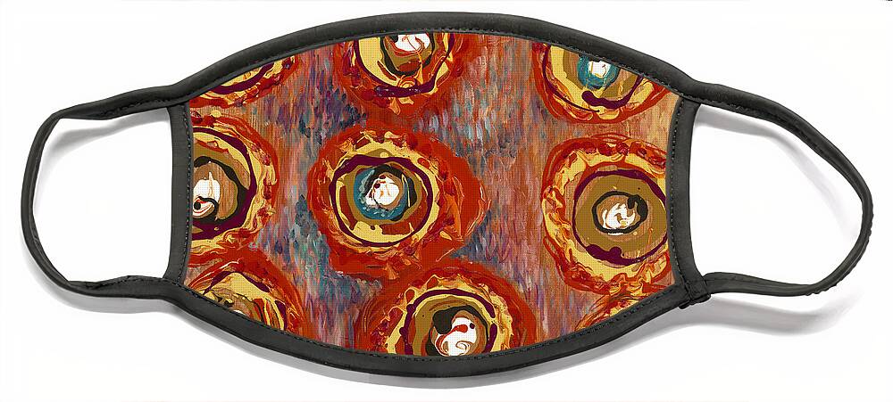 Orange Face Mask featuring the painting Aztec Gold by Nadine Rippelmeyer