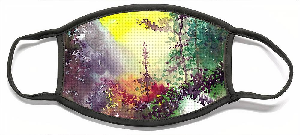 Nature Face Mask featuring the painting Back to Jungle by Anil Nene