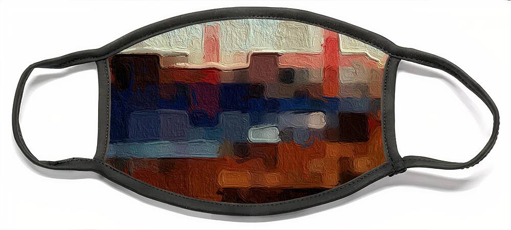 Abstract Art Face Mask featuring the painting Baker Beach by Linda Woods