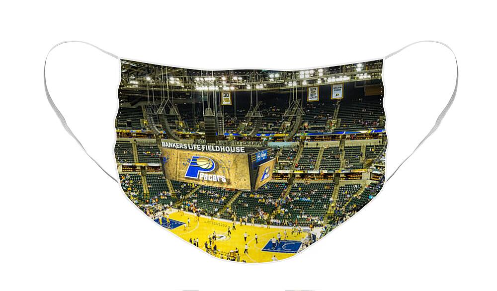 Art Face Mask featuring the photograph Bankers Life Fieldhouse - Home of the Indiana Pacers by Ron Pate