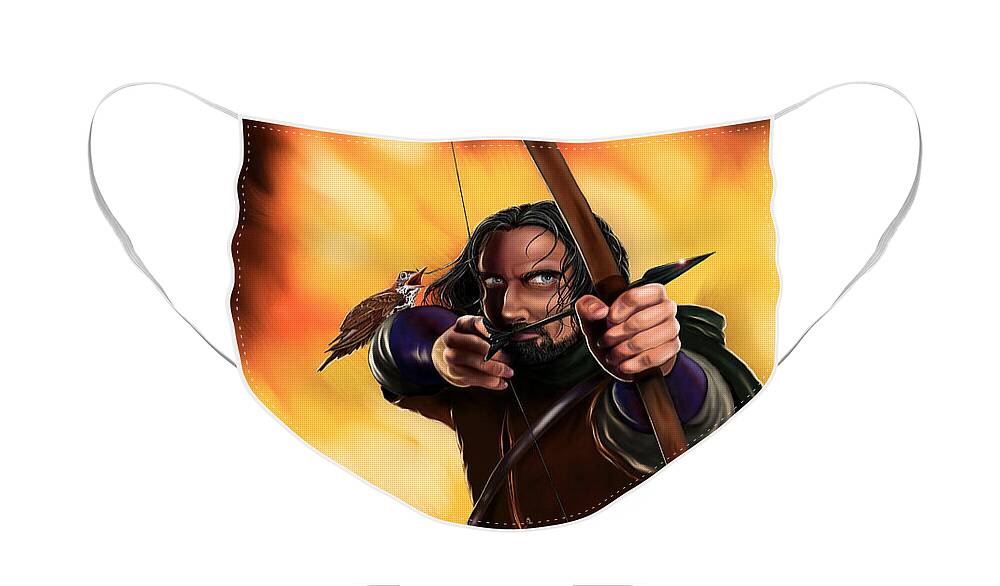 Hobbit Face Mask featuring the digital art Bard The Bowman by Norman Klein