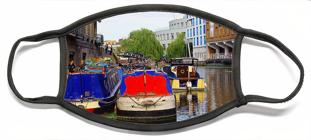 Canal Face Mask featuring the photograph Barges on the Canal by Nicky Jameson