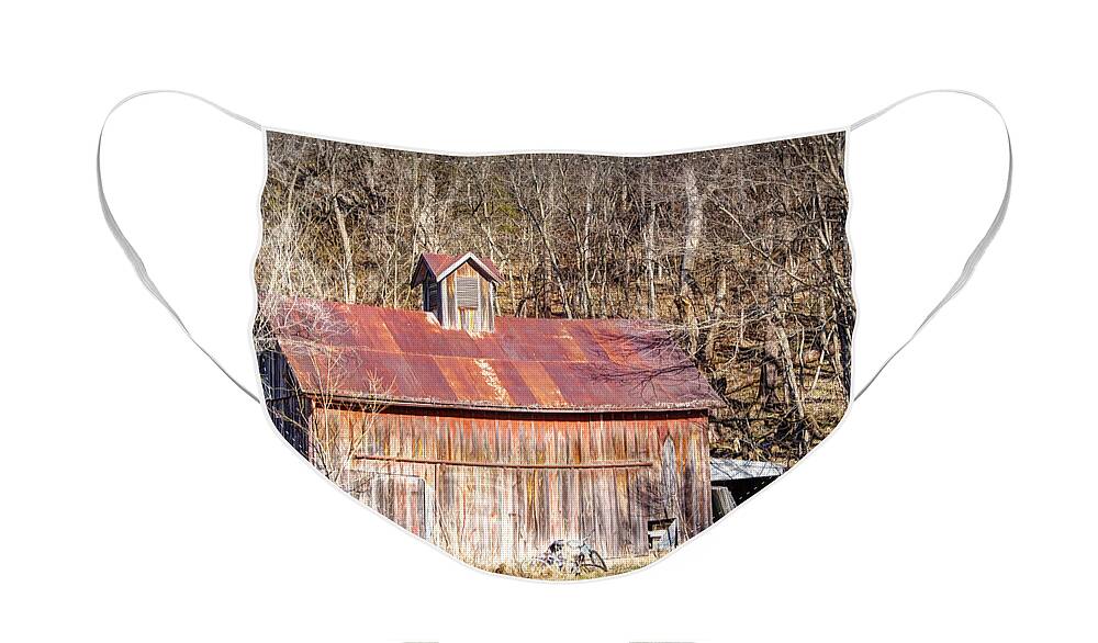 Barn Face Mask featuring the photograph Barn by the Bluffs by Cricket Hackmann