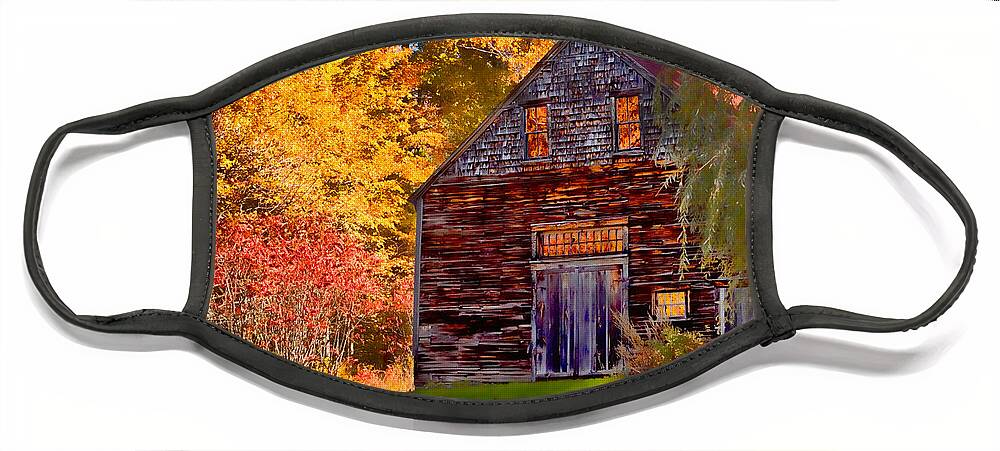 Autumn Foliage New England Face Mask featuring the photograph Barn full of fall color by Jeff Folger