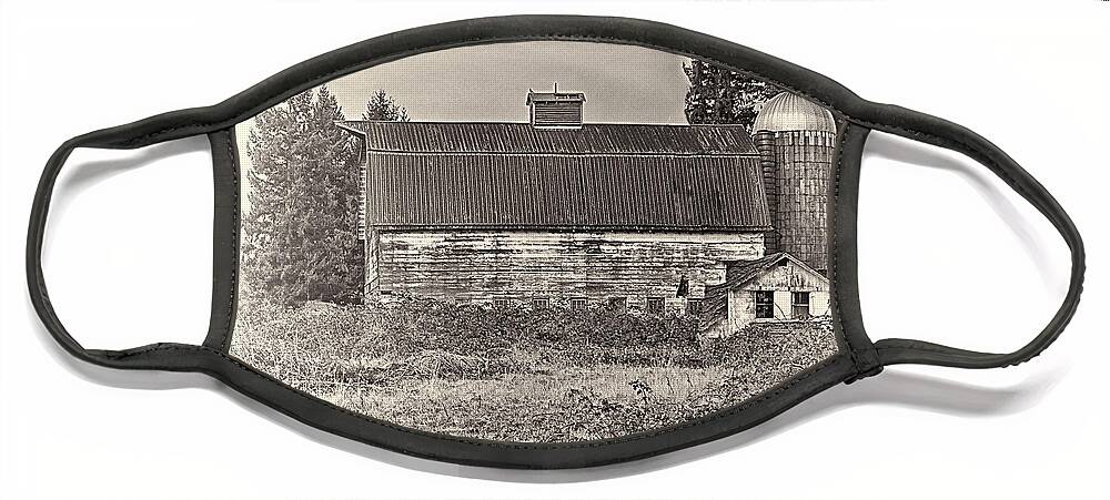 Ron Roberts Photography Face Mask featuring the photograph Barn With Silo by Ron Roberts