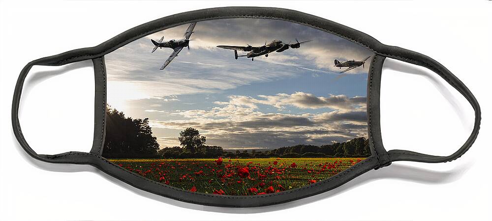 Avro Lancaster Face Mask featuring the digital art Battle of Britain Poppy Pride by Airpower Art