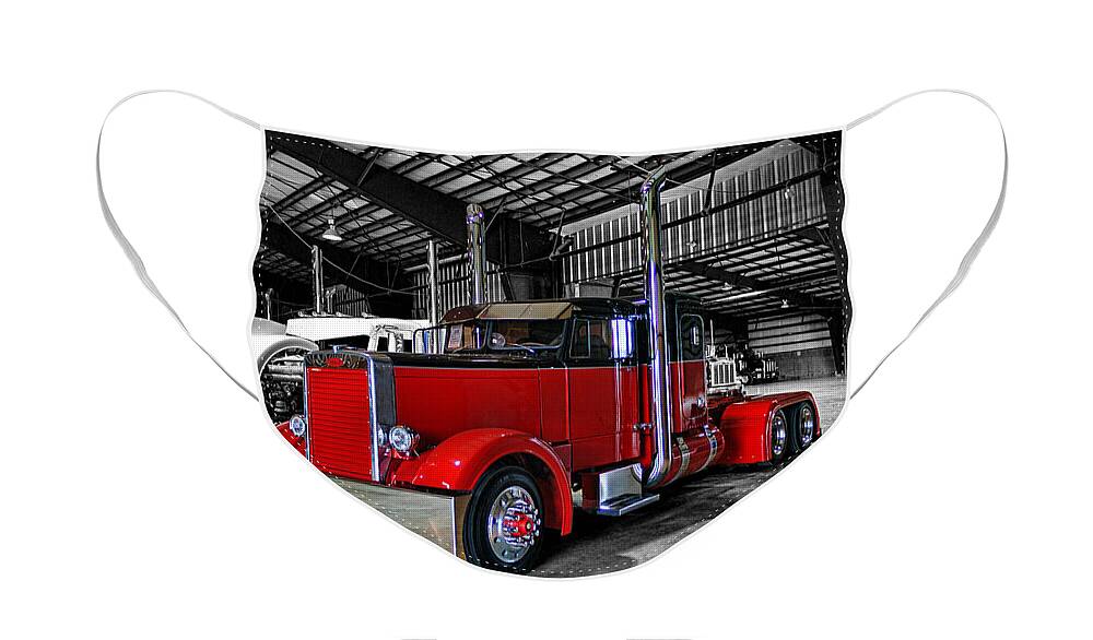 Trucks Face Mask featuring the photograph B.C. Big Rig Weekend-Needle Nose Pete CATR5035A-14 by Randy Harris