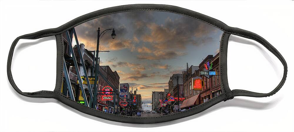 Hdr Face Mask featuring the photograph Beale Street Looking West in HDR 3 by James C Richardson