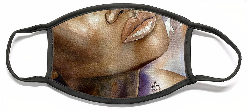 Beautiful Black Lady Face Mask featuring the painting Beautifully You-nique by Michal Madison