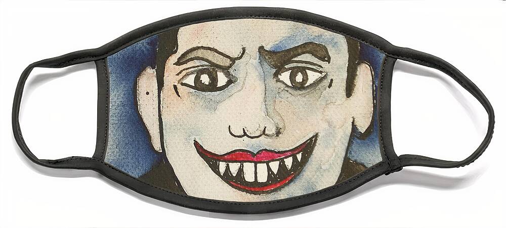 Vampires Face Mask featuring the painting Bela Lugosi as Tillie by Patricia Arroyo