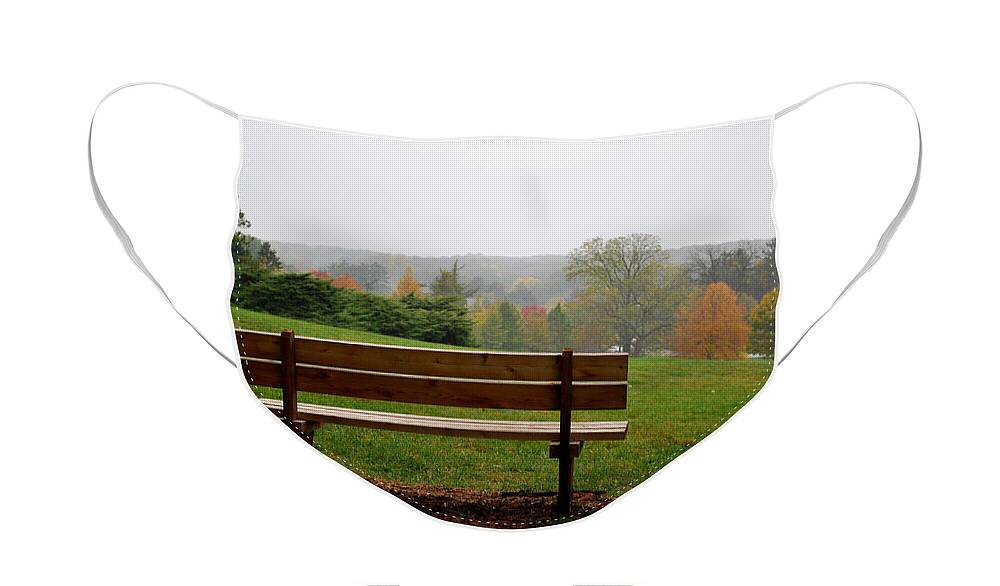 Bench Face Mask featuring the photograph Bench at the Morton Arboretum by Nancy Mueller