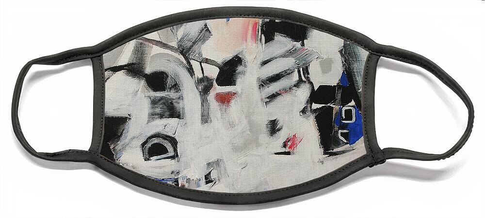Art Face Mask featuring the painting Big City Life by Linda Monfort