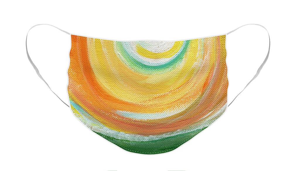 Sun Face Mask featuring the painting Big Sun- abstract landscape by Linda Woods