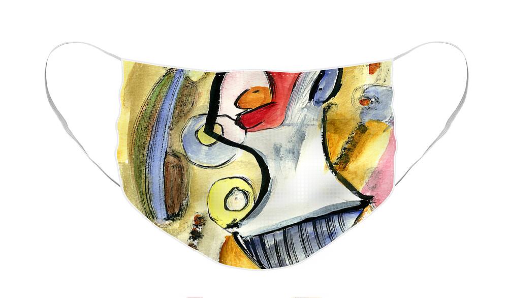 Abstract Art Face Mask featuring the painting Bikini Beach by Stephen Lucas