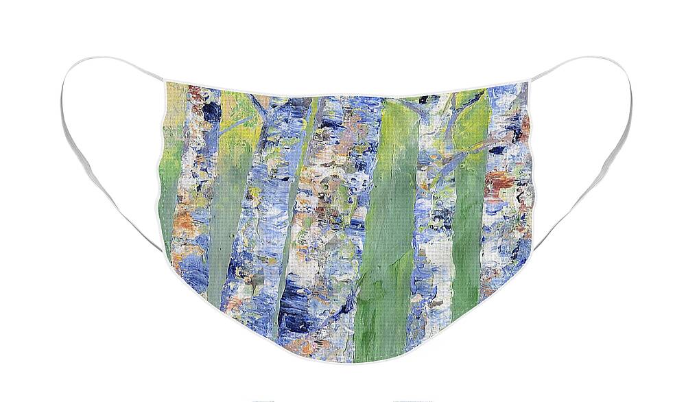 Birch Face Mask featuring the painting Birches by Claire Bull