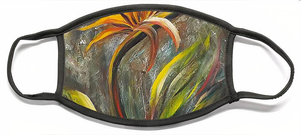 Florals Face Mask featuring the painting Bird of Paradise 63 by Gina De Gorna