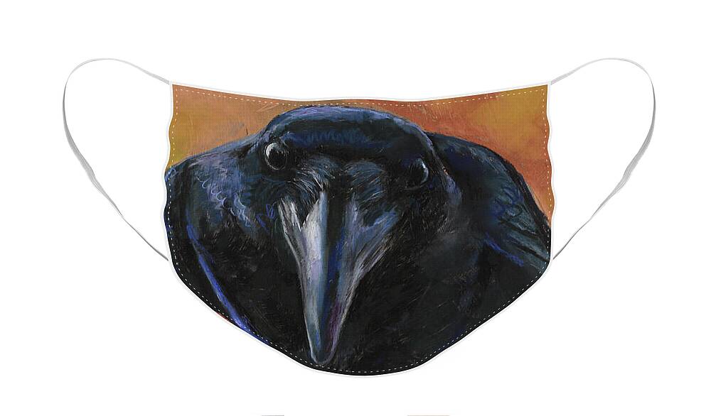Raven Face Mask featuring the painting Bird Watching by Billie Colson
