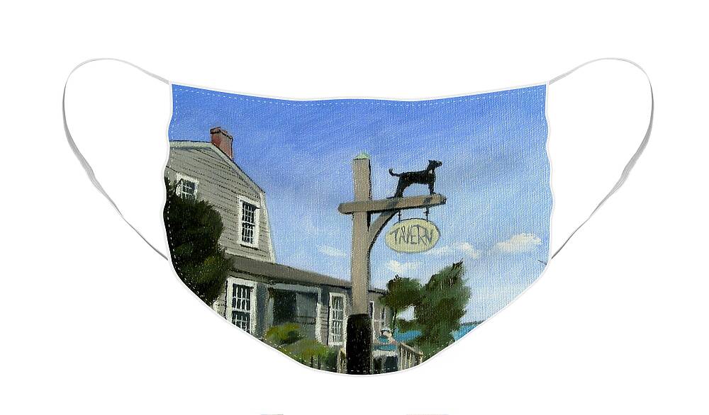 Martha's Vineyard Face Mask featuring the painting Black Dog Tavern Martha's Vineyard Massachusetts by Christine Hopkins