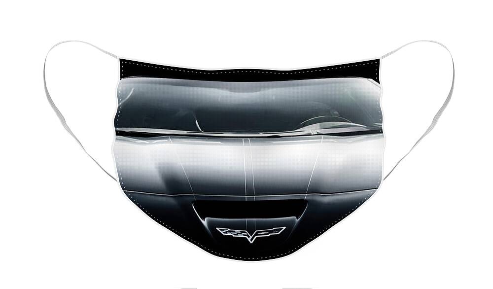 Black Face Mask featuring the digital art Black Grand Sport Corvette by Douglas Pittman