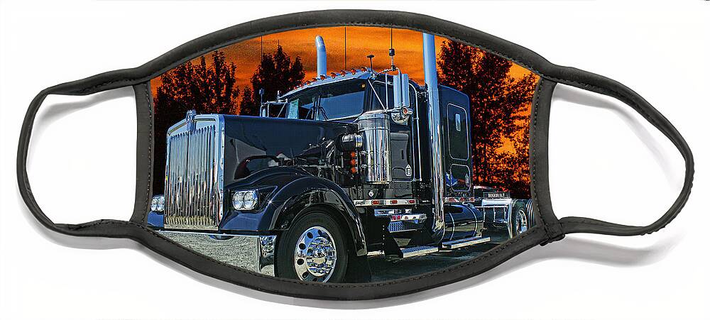 Kenworth Face Mask featuring the photograph Black Kenworth by Randy Harris