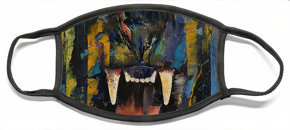 Big Face Mask featuring the painting Black Panther by Michael Creese