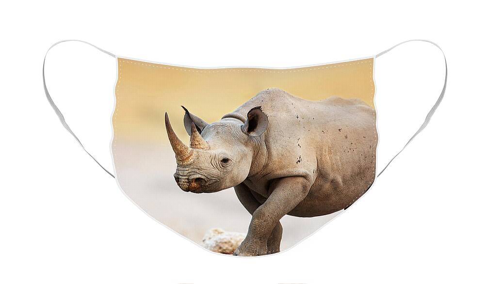 Square-lipped Face Mask featuring the photograph Black Rhinoceros by Johan Swanepoel