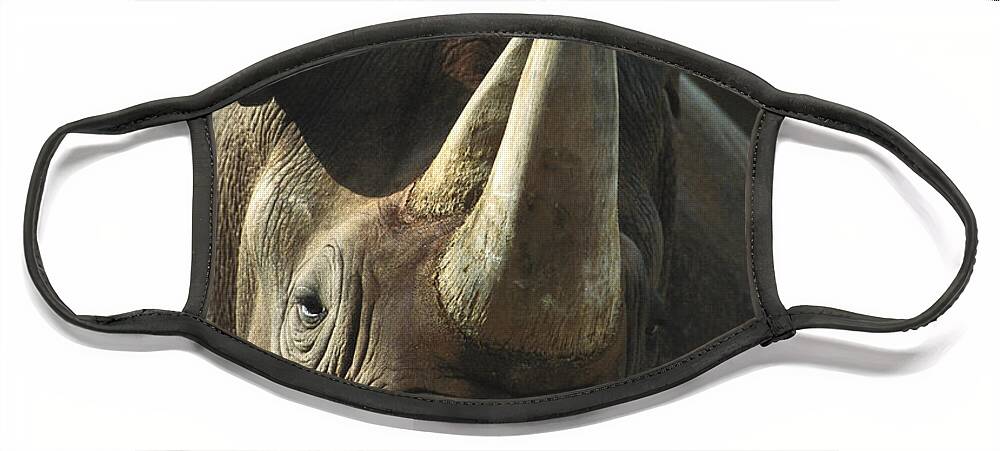 Feb0514 Face Mask featuring the photograph Black Rhinoceros Portrait by San Diego Zoo