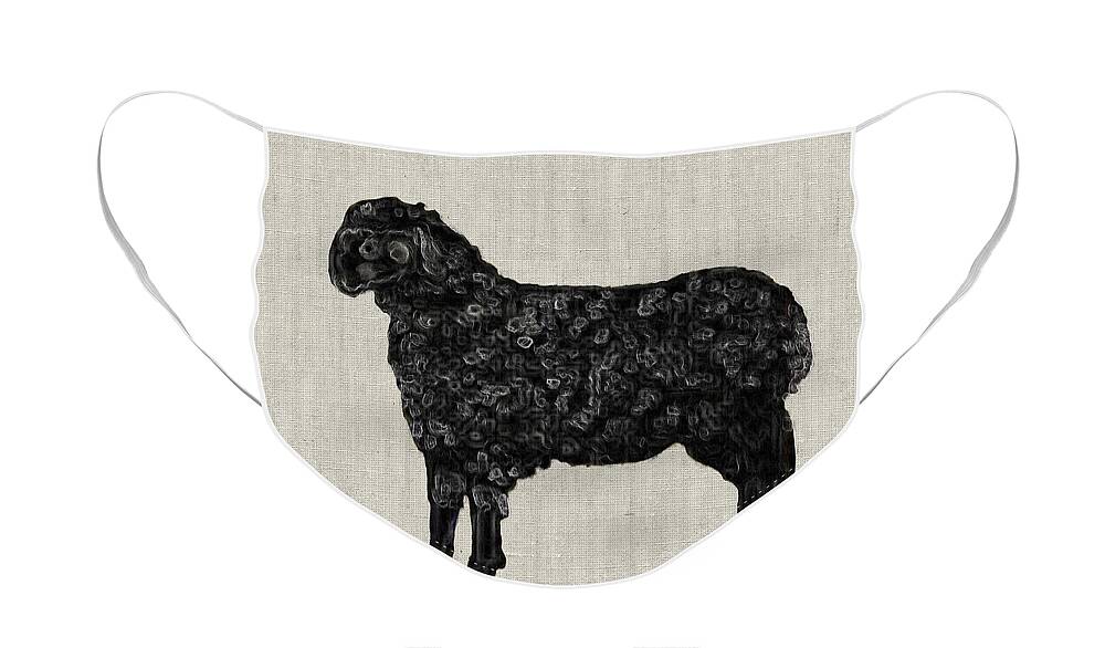 Sheep Face Mask featuring the painting Black Sheep by Portraits By NC