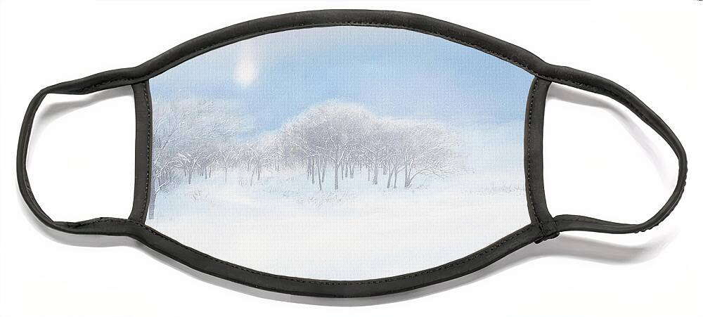 Winter Face Mask featuring the painting Blizzard Coming by Lynn Hansen