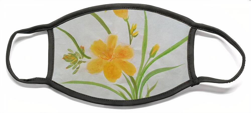 Lily Face Mask featuring the painting Blooming Lily by Margaret Welsh Willowsilk