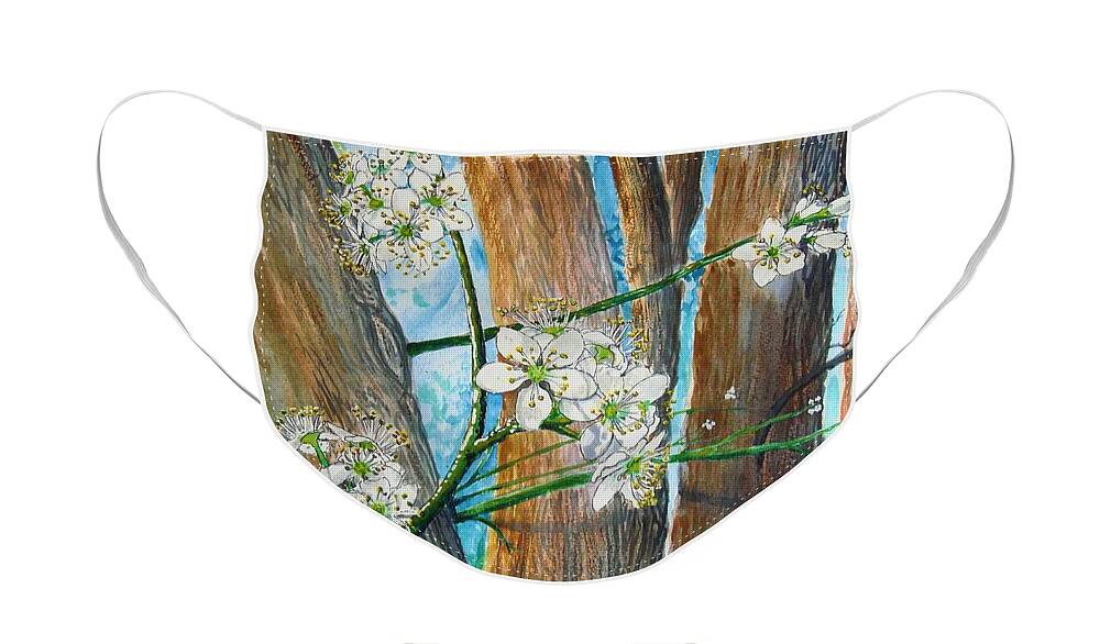 Cleveland Pear Face Mask featuring the painting Blooms of the Cleaveland Pear by Nicole Angell
