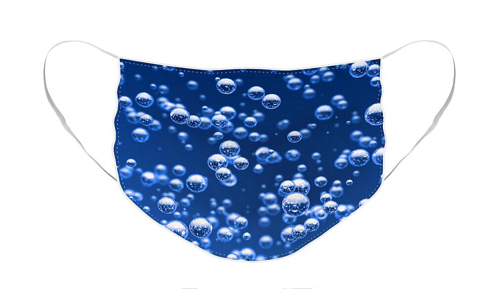 Bubble Face Mask featuring the digital art Blue bubbles by Bruno Haver