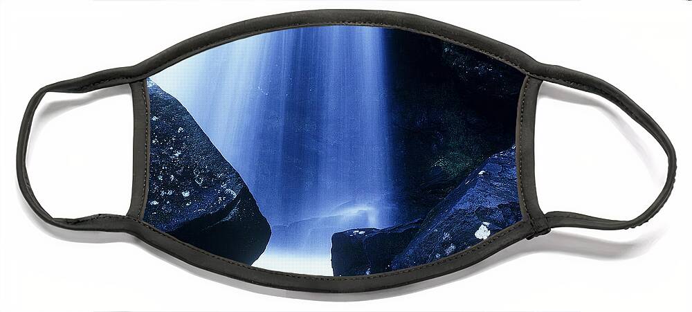 Waterfalls Face Mask featuring the photograph Blue Falls by Rodney Lee Williams