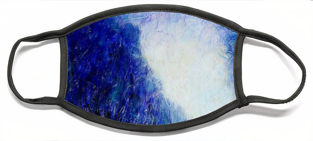 Landscape Face Mask featuring the painting Blue Landscape - Abstract by Cristina Stefan