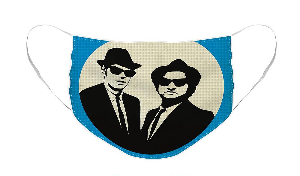  Face Mask featuring the painting Blues Brothers Poster by Naxart Studio