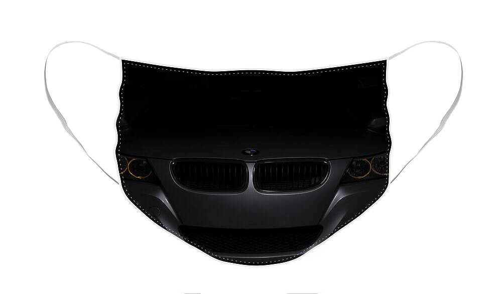 Car Face Mask featuring the photograph BMW Car in black background by Paulo Goncalves
