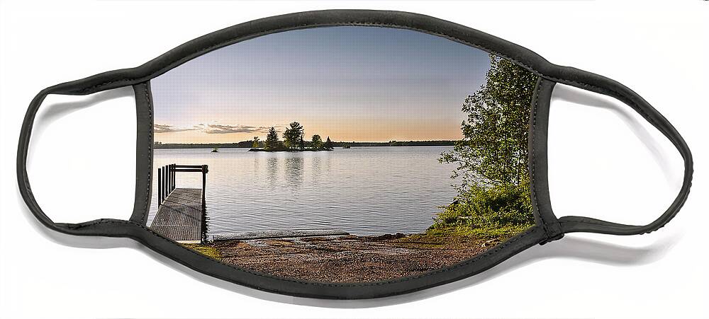 Boat Landing Face Mask featuring the photograph Boat Landing by Gwen Gibson