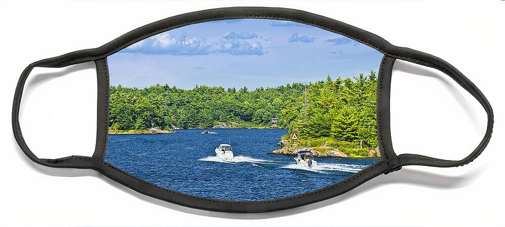 Boats Face Mask featuring the photograph Boats on Georgian Bay by Elena Elisseeva