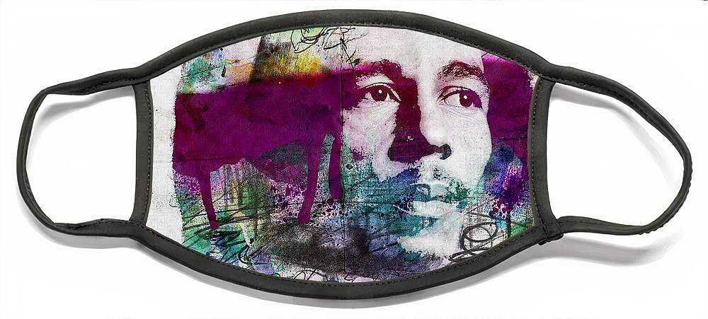 Bob Face Mask featuring the painting Bob Marley One Love by Jonas Luis
