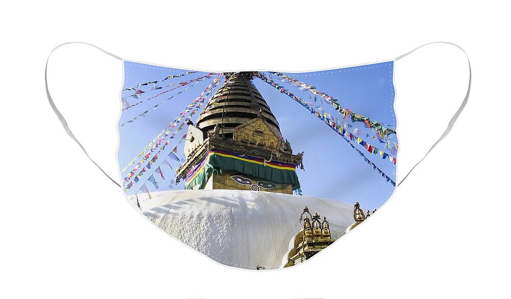 Ancient Face Mask featuring the photograph Bodhnath Stupa by THP Creative