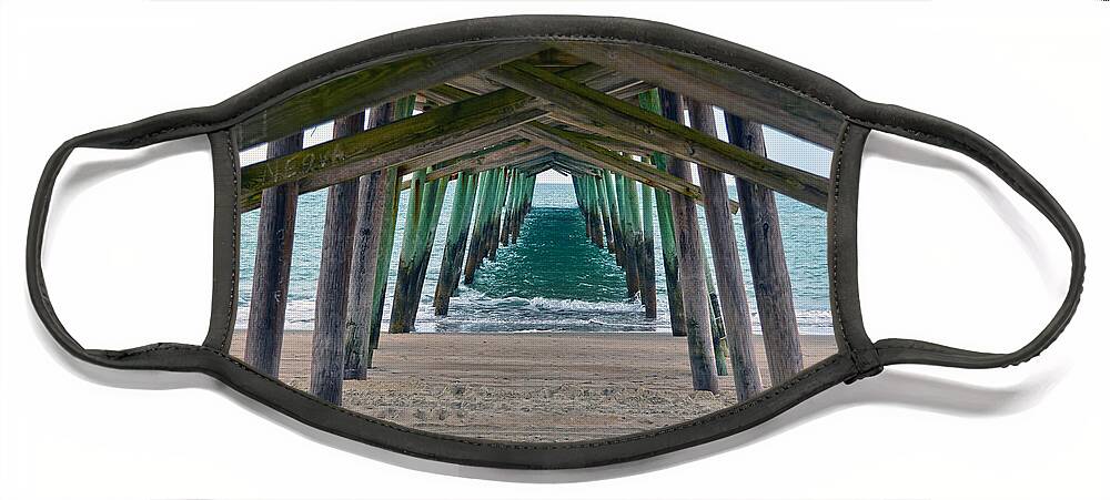 Bogue Banks Fishing Pier Face Mask featuring the photograph Bogue Banks Fishing Pier by Sandi OReilly