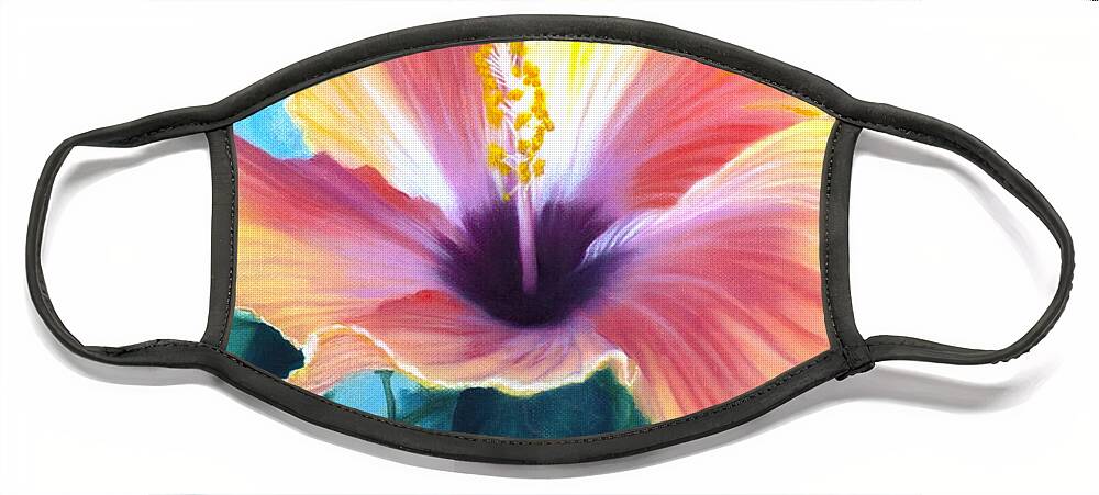 Hibiscus Face Mask featuring the painting Bold and Beautiful by Jeanette Sthamann